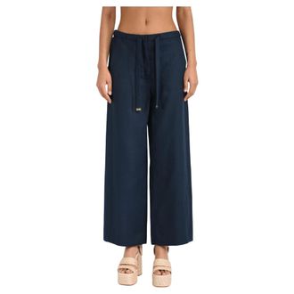 Max Mara Dames, Broeken, Blauw, Maat: XS Linnen