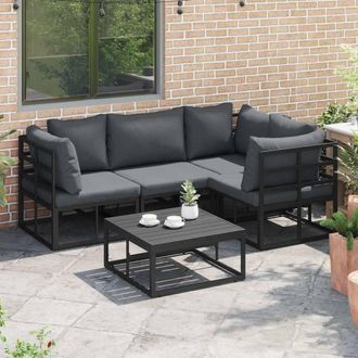 Berkfield Home Garden Sofa Set 5 pcs Black 70 x 70 x 32 cm Aluminium