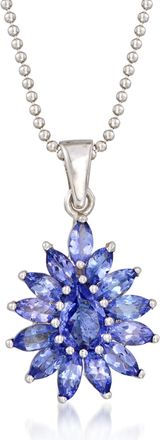 Ross-Simons Tanzanite Cluster Pendant Necklace in Sterling Silver