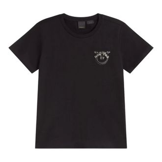 Pinko Love Birds Embroidered T-Shirt - female - PINKO - T-Shirts - Black - XS - Tops