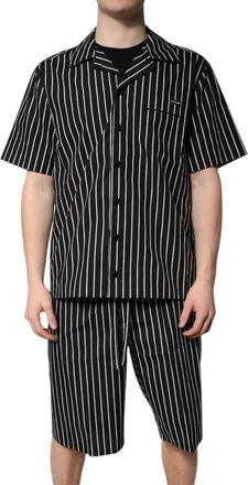 Dolce & Gabbana Black White Stripes Cotton Men Pajama Set Mens Sleepwear