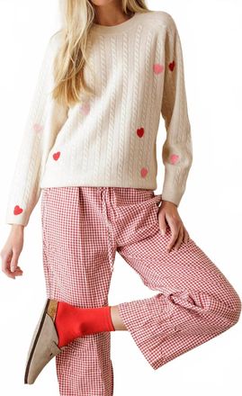 27 Miles Malibu Nelli Cashmere Heart Embroidered Cable Sweater In Coconut