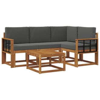 vidaXL Conjunto De Sof&aacute;s De Exterior 5 Pcs Natural Y Antracita Vidaxl