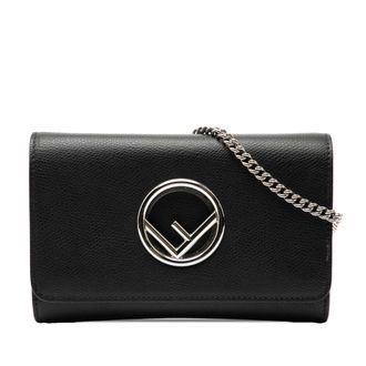 Fendi Pre-owned Womens Calfskin F Is Kan I Wallet On Chain - Black Leather - One Size