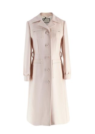 Gucci Pale Pink Overcoat with Tonal Zip Details Size XS