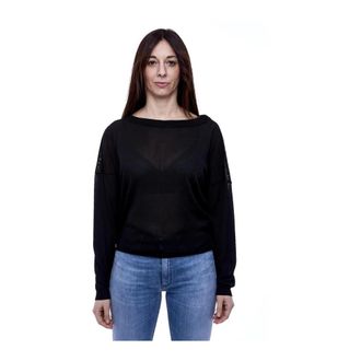 Manila Grace Gekruiste Gebreide Top - Dames - Ronde hals truien - Zwart - XS - Truien & Vesten