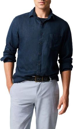 Rodd & Gunn Coromandel Button-Up Linen Shirt in Eclipse at Nordstrom, Size Xxx-Large