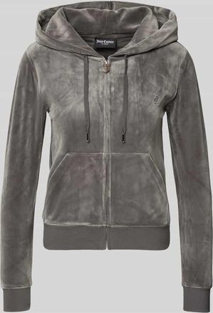 Juicy Couture Sweatjacke mit Label-Stitching Modell ROBERTSON in Oliv, Größe XL