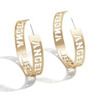 WEAR by Erin Andrews x Baublebar Los Angeles Angels Large Cutout Hoop Earrings in Gold at Nordstrom