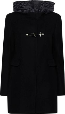 Fay Blauwe Wol Lange Hoodiejas - Dames - Parka Jassen - Blauw - XL - Wol - Jassen