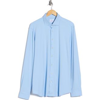 Emanuel Berg Modern Fit 4Flex Stretch Knit Button-Up Shirt in Light Pastel Blue at Nordstrom Rack, Size 41