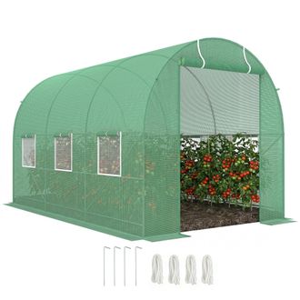 OEM Invernadero De Jard&iacute;n 3,5x2 M Invernadero De T&uacute;nel Con Marco De Acero Y Cubierta De Polietileno Pe 140 G/m&sup2; Verde