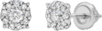 LuvMyJewelry Regal 14K White Gold Diamond Cluster Earrings - 0.27ct. at Nordstrom