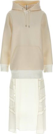 sacai White Suiting Bonding Mix dress