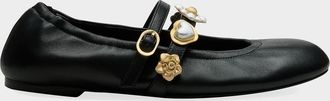Stuart Weitzman Socharming Leather Mary Jane Ballerina Flats