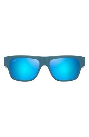 Maui Jim Kokua 54mm Gradient PolarizedPlus2 Square Sunglasses in Matte Petrol Blue at Nordstrom