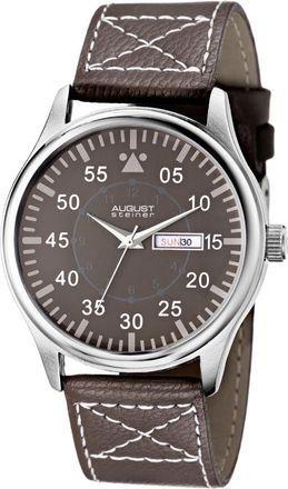 August Steiner Brown Dial Brown Leather Mens Watch AS8074BK