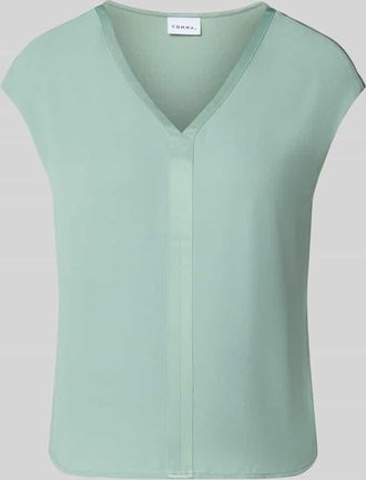 Comma Regular Fit Bluse aus Viskose-Mix mit V-Ausschnitt in Mint, Gr&ouml;&szlig;e 34