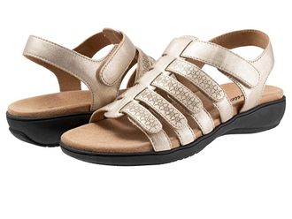 Trotters Tiki Laser Womens Sandals Gold Metallic : 9 W (D), Leather