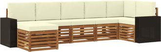 vidaXL Conjunto De Sof&aacute;s De Exterior 7 Uds. Natural Y Crema Vidaxl