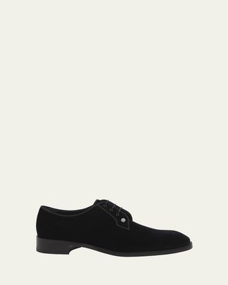 Christian Louboutin Mens Chambeliss Night Strass Velvet Derby Shoes