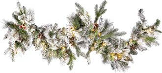 Beliani Beliani - Guirnalda De Navidad Blanco Material Sint&eacute;tico Efecto Nieve Pre Iluminado Luces Led Decoraci&oacute;n Hogar 180 Cm Whitehorn