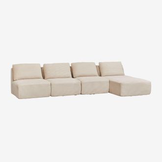 Sklum Sof&aacute; Modular Chaise Longue Derecho De 4 Piezas Pana Envasado Al Vac&iacute;o Temple Sklum