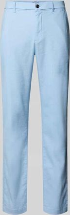 Tommy Hilfiger Regular Fit Leinenhose mit Logo-Stitching Modell Denton in Blau Melange, Gr&ouml;&szlig;e 31/32