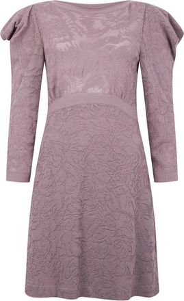 Alberta Ferretti Elegante roze jurk met lange mouwen - Dames - Korte kleedjes - Roze - S - Wol - Kleedjes