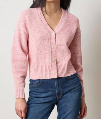Lilla P Marled V Cardigan In Rosebud