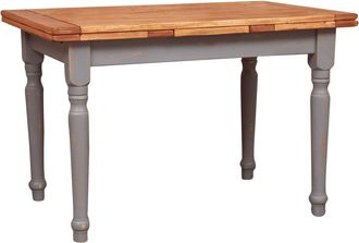 Biscottini International Mesa Extensible De Estilo Country De Madera Maciza De Tilo Armaz&oacute;n Gris Envejecido Plan Acabado Con Efecto Natural 120x80x80 C