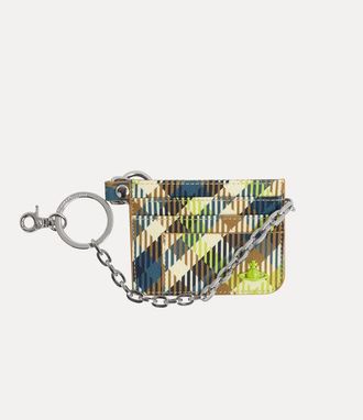 Vivienne Westwood Flat Chain Card Holder Buccia Darancia -Fluro-tartan One Size Unisex