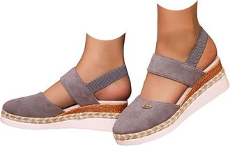 Generic Closed Toe Platform Wedge Sandals for Women 2026 Orthopedic Espadrilles Wedges with Elastic Ankle Strap Retro Comfort Platform Wedges Sandal Summer An