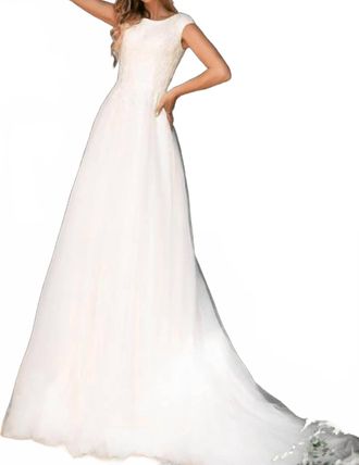 Lore Geneva Classic A-Line Tulle Wedding Dress In Champagne