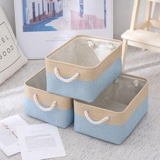 OEM Cajas De Almacenamiento Plegables, Contenedores De Tela C&uacute;bicos, Cestas De Almacenamiento Familiares, Asas De Cuerda Para Dormitorio, Sala De Estar, R