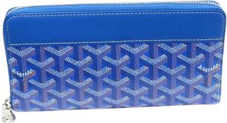 Goyard Pre-owned Matignon GM PVC Canvas Calf Long Zipper Wallet - Dames - Vintage Accessoires - Blauw - ONE Size - Leer - Vintage