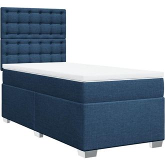 vidaXL Vidaxl - Cama Box Spring Con Colch&oacute;n Tela Azul 90x190 Cm