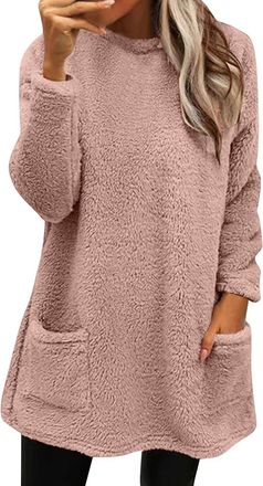 Generic Winter Sweatshirt for Women Fleece Hoodie Oversized Warm Jumper Thickening Plus Size Sweater Coat with Pockets Cozy Casual Loose Loungewear Jacket Fun