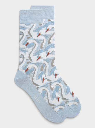 Paul Smith Mens White-swan dress socks