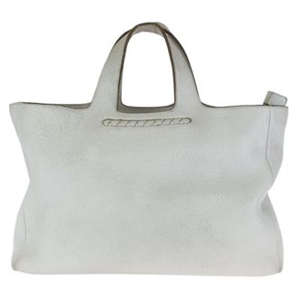 Bottega Veneta White Intrecciato Handbag Tote Bag (Pre-Owned)