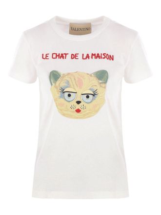 Valentino Le Chat De La Maison Cotton T-Shirt-Donna
