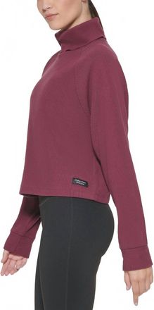 Calvin Klein Performance Ribbed Long-Sleeve Turtleneck Top In Garnet