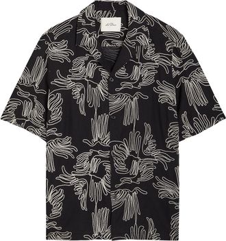 Les Deux Liam Embroidered Cotton-blend Shirt - Black - XL