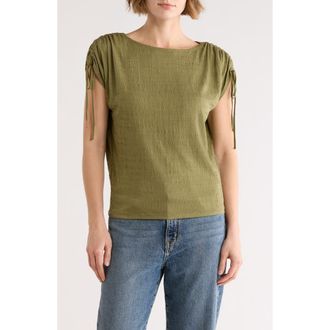 Max Studio Ruched Shoulder Top in Sage at Nordstrom Rack, Size X-Small