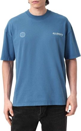 AllSaints Emblem Cotton Graphic T-Shirt in Bay Blue at Nordstrom, Size Xx-Large