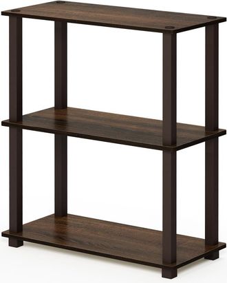 Furinno Turn-S-Tube 3-Tier Compact Multipurpose Shelf Display Rack with Square Tube, Walnut/Brown, 18025WN/BR