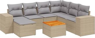 vidaXL Vidaxl - Juego De Sof&aacute;s De Jard&iacute;n Con Cojines Beige 8 Pzas Rat&aacute;n Pe