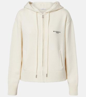 Givenchy Logo hooded wool and cashmere zip-up cardigan
