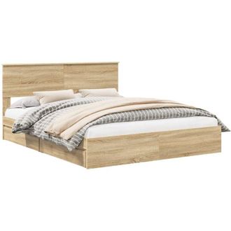 vidaXL Storage Bed with Drawer Sonoma Oak 160 x 200 cm Engineered Wood vidaXL