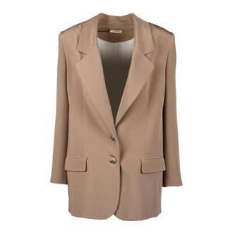 The Mannei Zijden Jas - Elegant en Stijlvol - Dames - Blazers - Bruin - L - Jassen
